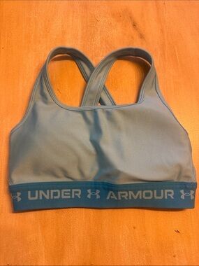 Under Armour Light Blue Crossback Sports Bra with Branded Band